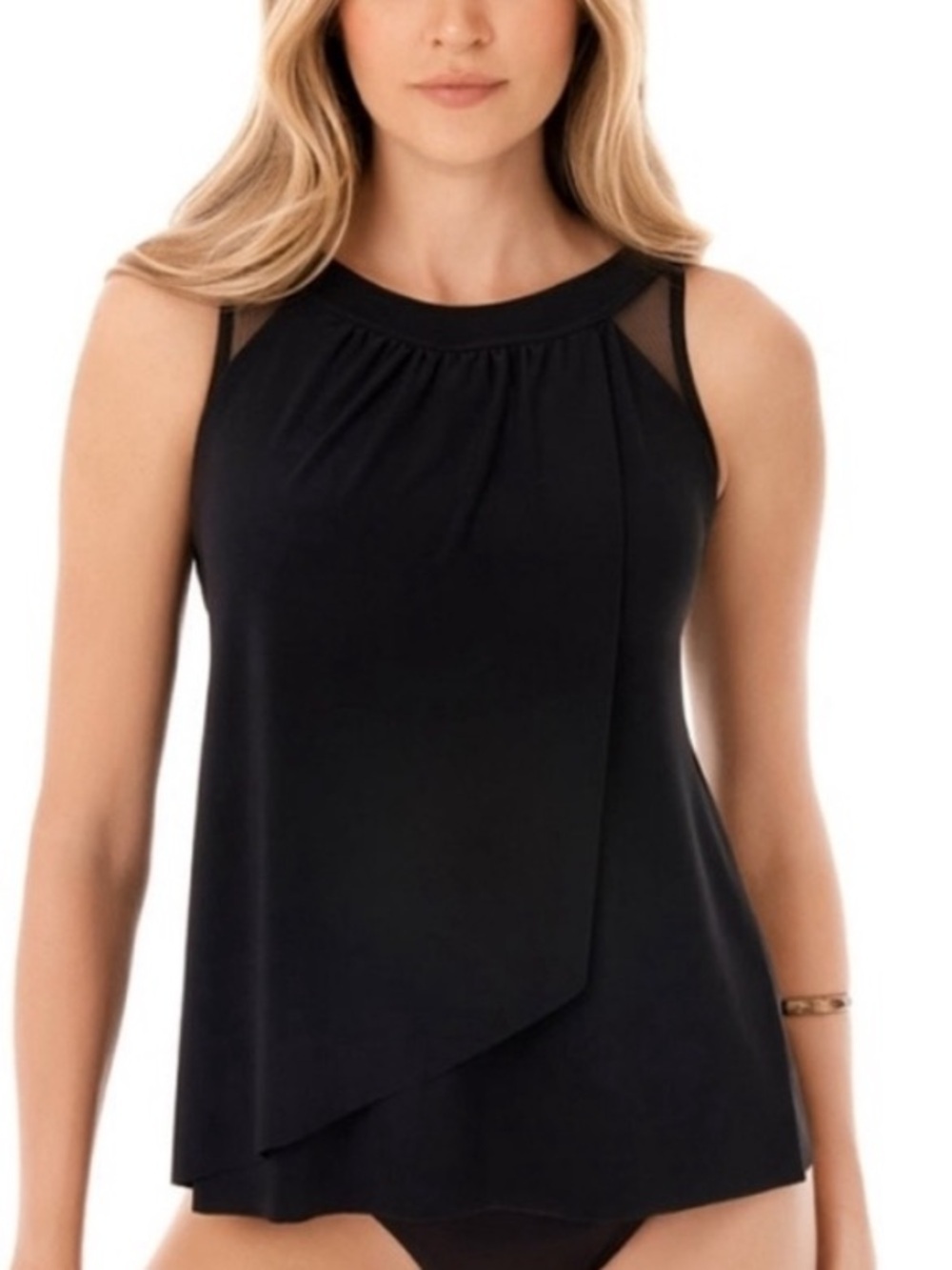 NWT!  Miraclesuit Illusionist Ursula Tankini Swim Top Black Size 8 25536